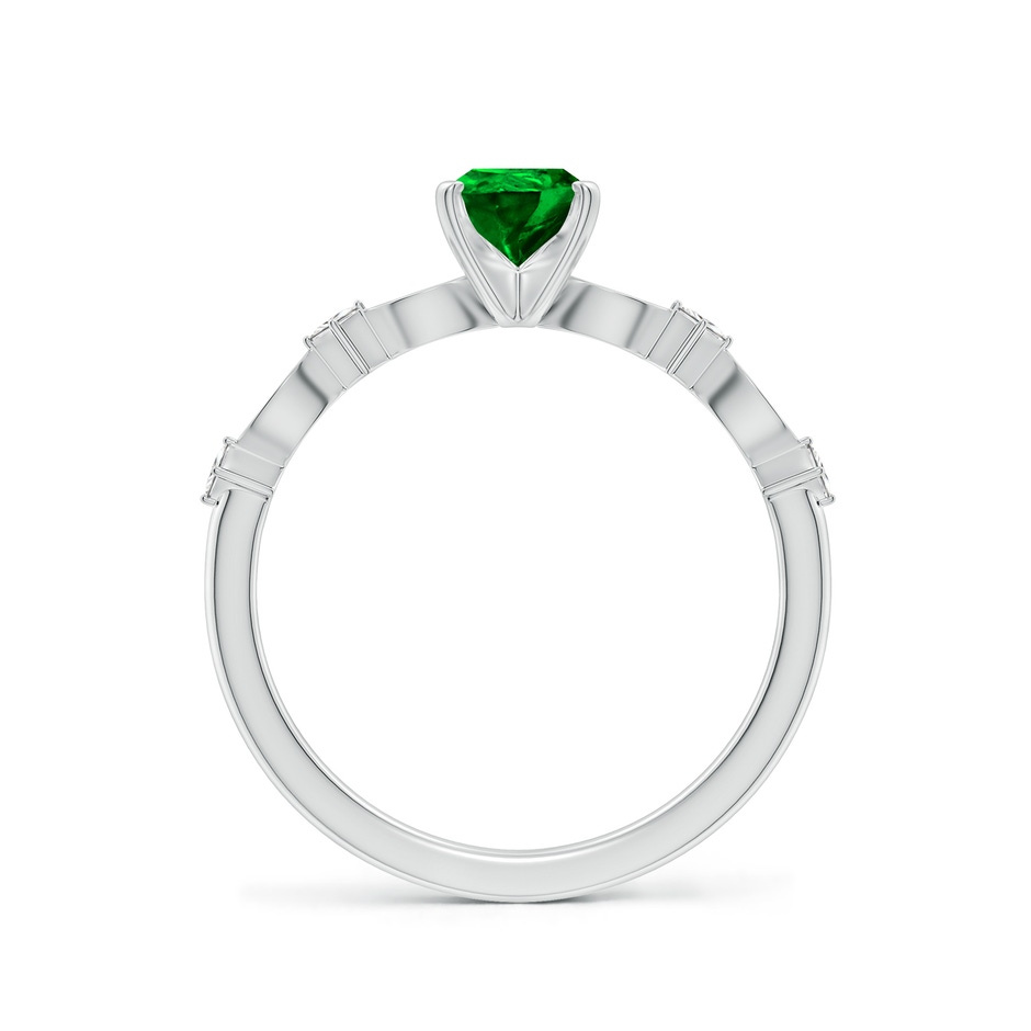 7x5mm AAAA Pear Emerald Engagement Ring with Marquise Motifs in White Gold side 199