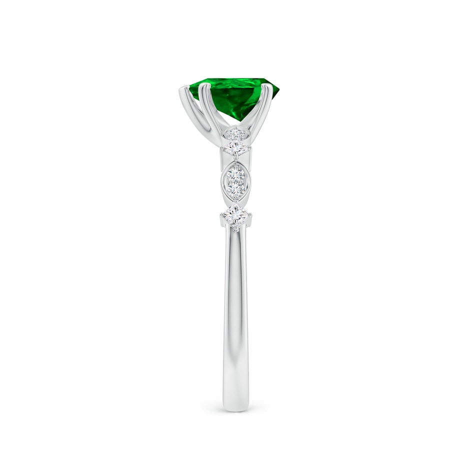7x5mm AAAA Pear Emerald Engagement Ring with Marquise Motifs in White Gold side 299