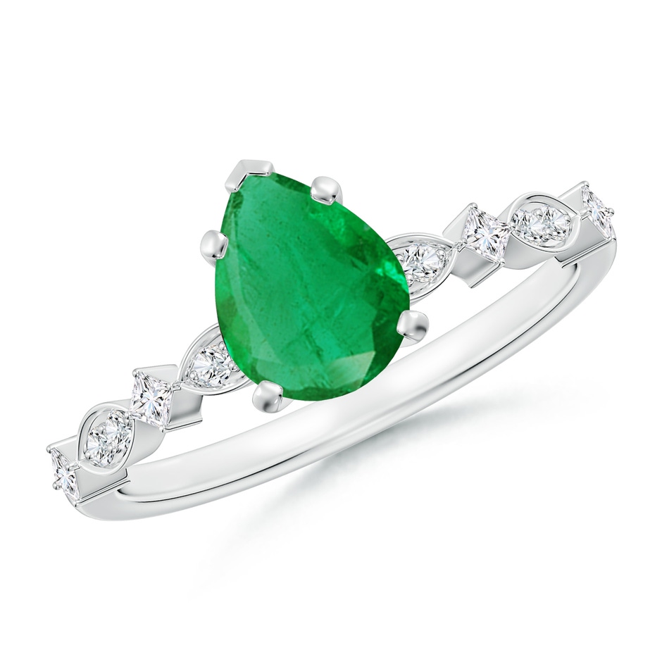 8x6mm AA Pear Emerald Engagement Ring with Marquise Motifs in P950 Platinum 