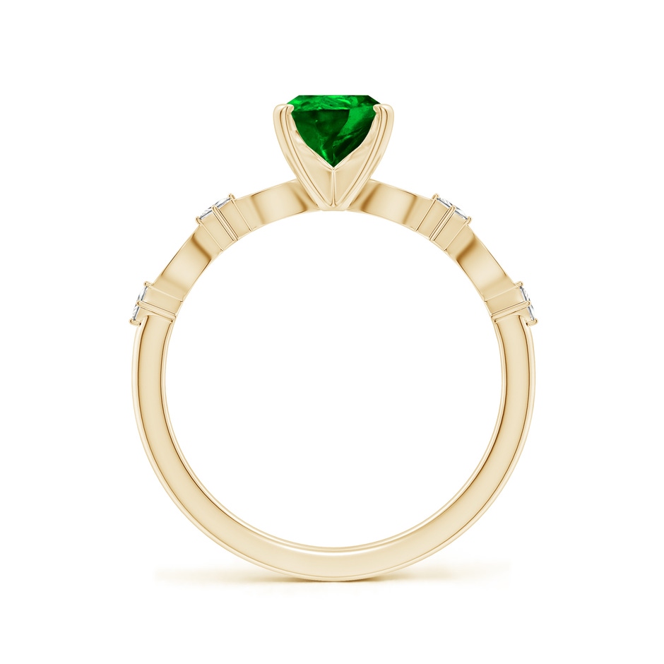 8x6mm AAAA Pear Emerald Engagement Ring with Marquise Motifs in Yellow Gold side 199