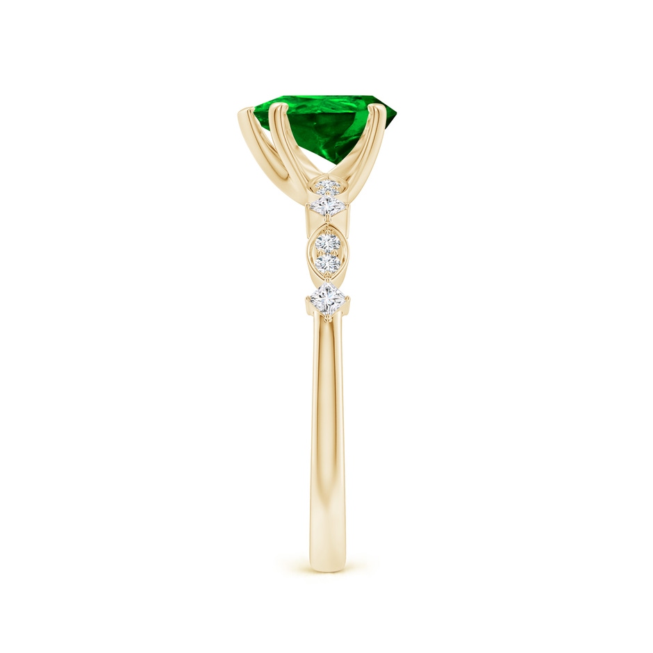8x6mm AAAA Pear Emerald Engagement Ring with Marquise Motifs in Yellow Gold side 299