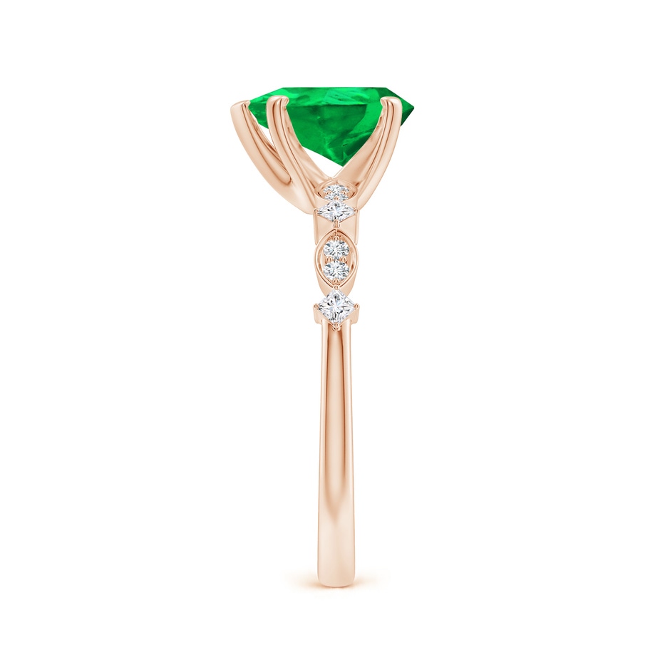 9x7mm AAA Pear Emerald Engagement Ring with Marquise Motifs in Rose Gold side 299