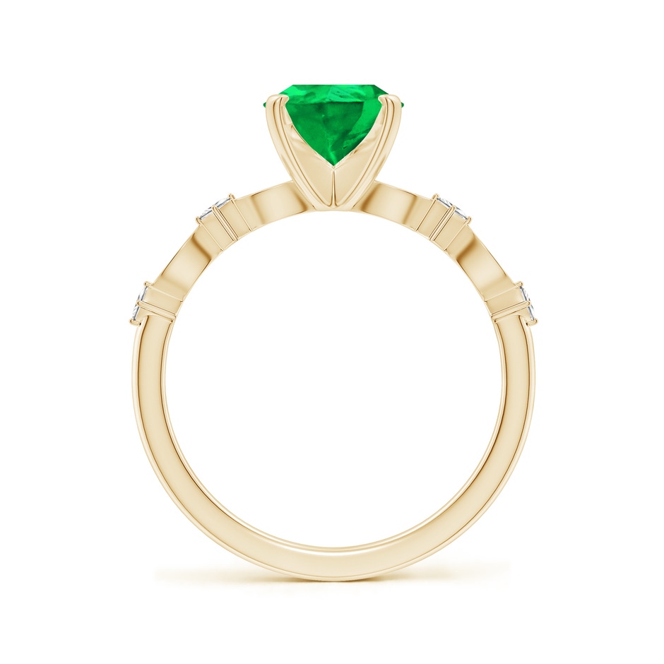 9x7mm AAA Pear Emerald Engagement Ring with Marquise Motifs in Yellow Gold side 199