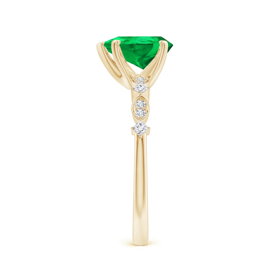 9x7mm AAA Pear Emerald Engagement Ring with Marquise Motifs in Yellow Gold side 299