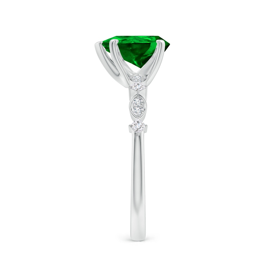 9x7mm AAAA Pear Emerald Engagement Ring with Marquise Motifs in P950 Platinum side 299