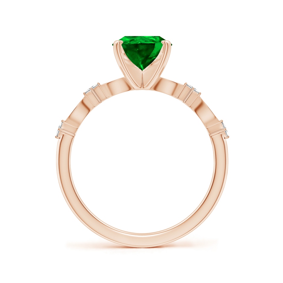 9x7mm AAAA Pear Emerald Engagement Ring with Marquise Motifs in Rose Gold side 199