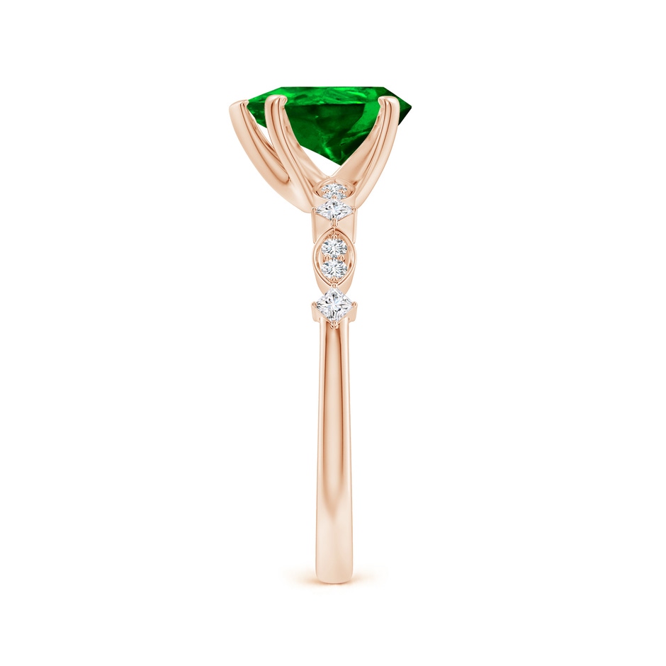 9x7mm AAAA Pear Emerald Engagement Ring with Marquise Motifs in Rose Gold side 299