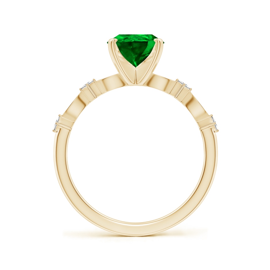 9x7mm AAAA Pear Emerald Engagement Ring with Marquise Motifs in Yellow Gold side 199