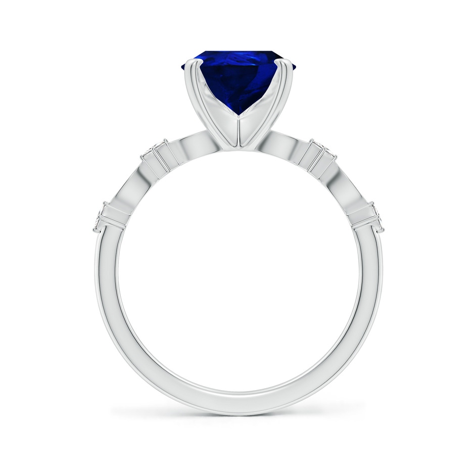 10x8mm Lab-Grown Pear Blue Sapphire Engagement Ring with Marquise Motifs in 18K White Gold side 199