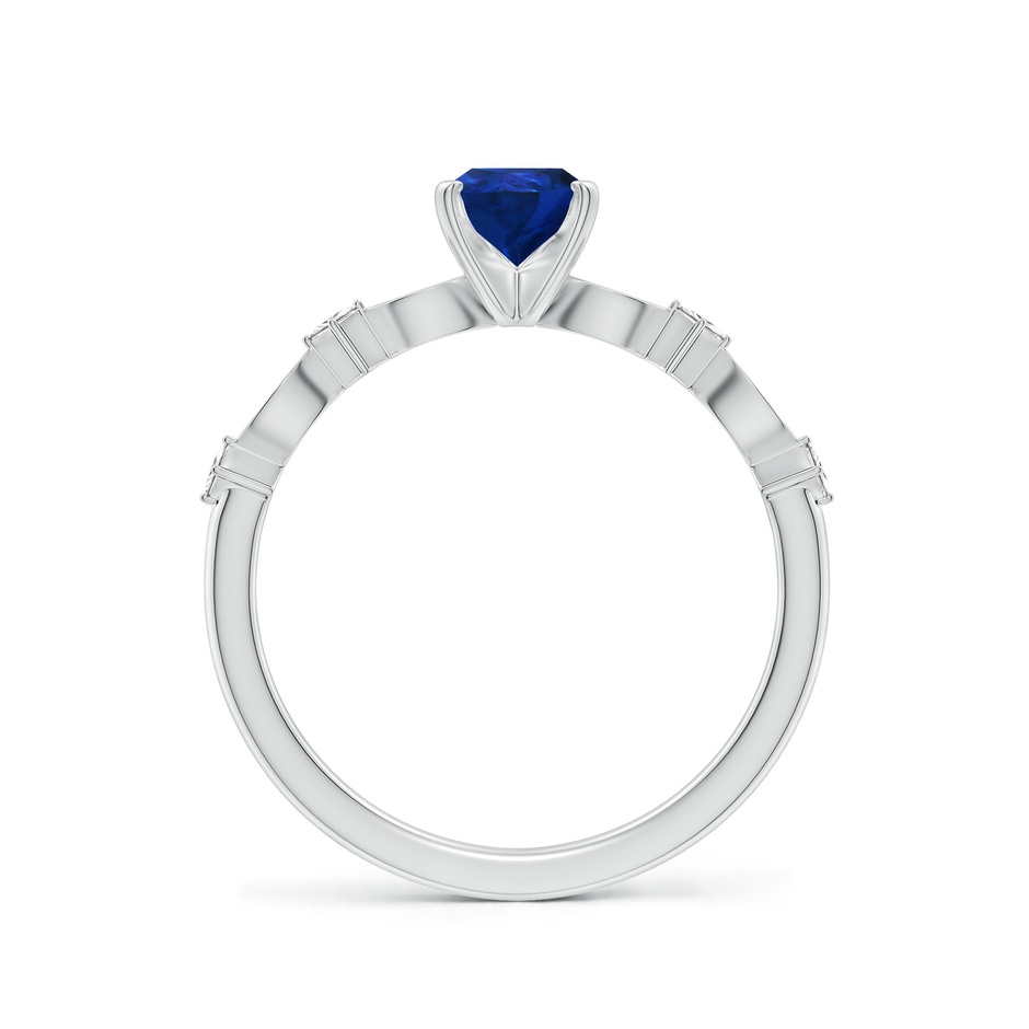 7x5mm AAA Pear Blue Sapphire Engagement Ring with Marquise Motifs in White Gold side 199