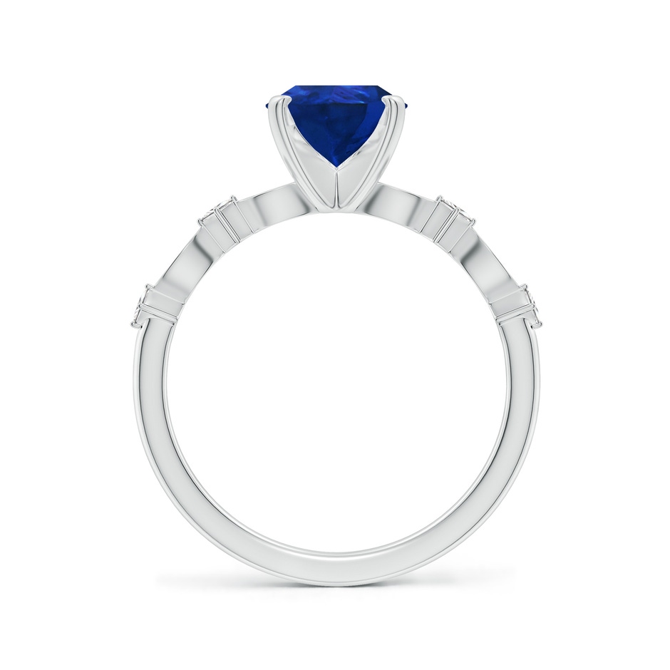 9x7mm AAA Pear Blue Sapphire Engagement Ring with Marquise Motifs in White Gold side 199