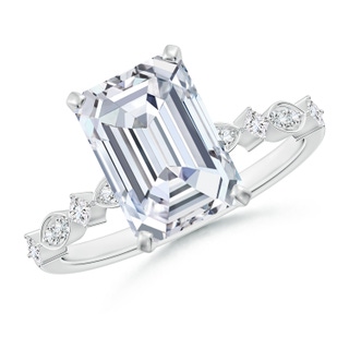 10x7mm GVS2 Emerald-Cut Diamond Engagement Ring with Marquise Motifs in P950 Platinum