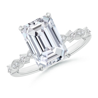 10x7mm HSI2 Emerald-Cut Diamond Engagement Ring with Marquise Motifs in P950 Platinum