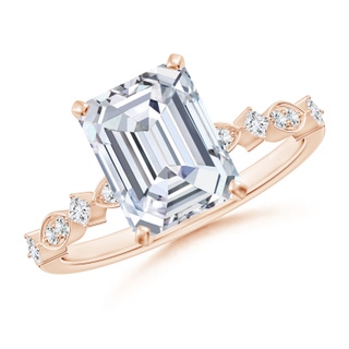 8.5x6.5mm GVS2 Emerald-Cut Diamond Engagement Ring with Marquise Motifs in 9K Rose Gold