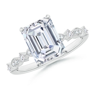 8.5x6.5mm GVS2 Emerald-Cut Diamond Engagement Ring with Marquise Motifs in P950 Platinum