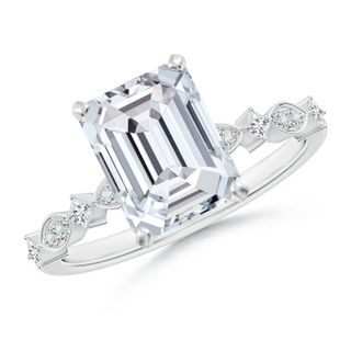 8.5x6.5mm HSI2 Emerald-Cut Diamond Engagement Ring with Marquise Motifs in P950 Platinum