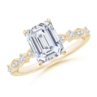 8x6mm GVS2 Emerald-Cut Diamond Engagement Ring with Marquise Motifs in Yellow Gold