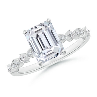 8x6mm HSI2 Emerald-Cut Diamond Engagement Ring with Marquise Motifs in P950 Platinum