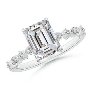 8x6mm IJI1I2 Emerald-Cut Diamond Engagement Ring with Marquise Motifs in P950 Platinum