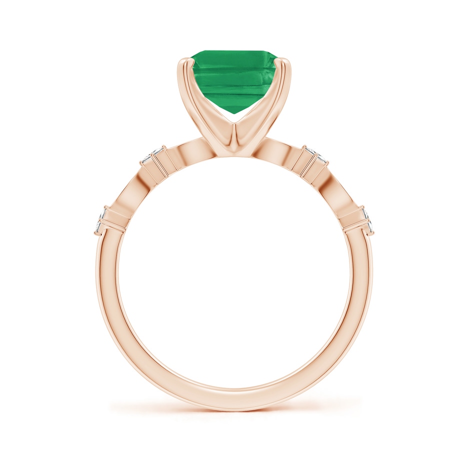 10x8mm A Emerald-Cut Emerald Engagement Ring with Marquise Motifs in Rose Gold side 199