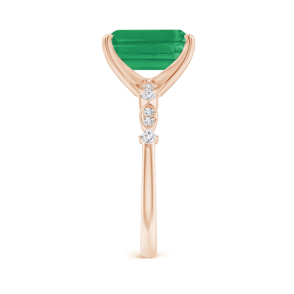 10x8mm A Emerald-Cut Emerald Engagement Ring with Marquise Motifs in Rose Gold side 299