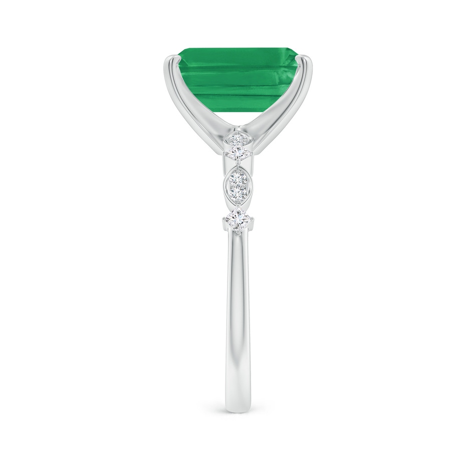 10x8mm A Emerald-Cut Emerald Engagement Ring with Marquise Motifs in White Gold side 299