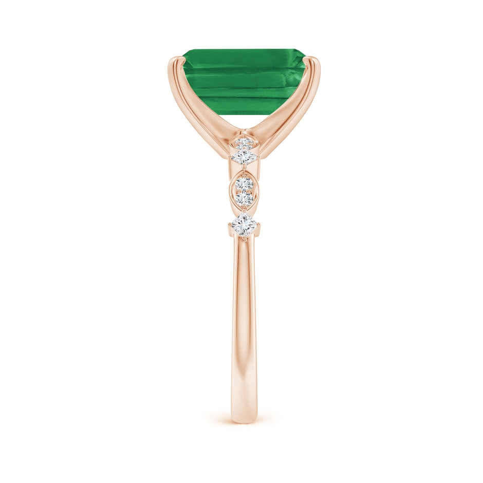 10x8mm AA Emerald-Cut Emerald Engagement Ring with Marquise Motifs in 18K Rose Gold side 299