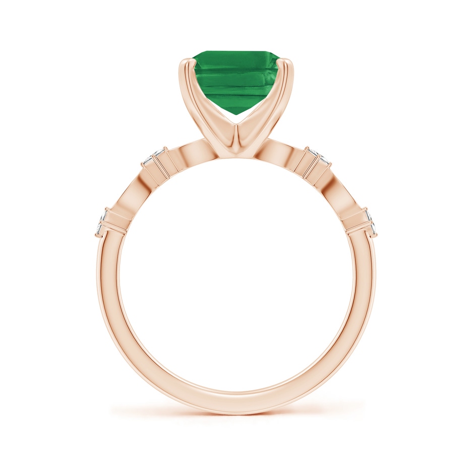 10x8mm AA Emerald-Cut Emerald Engagement Ring with Marquise Motifs in Rose Gold side 199