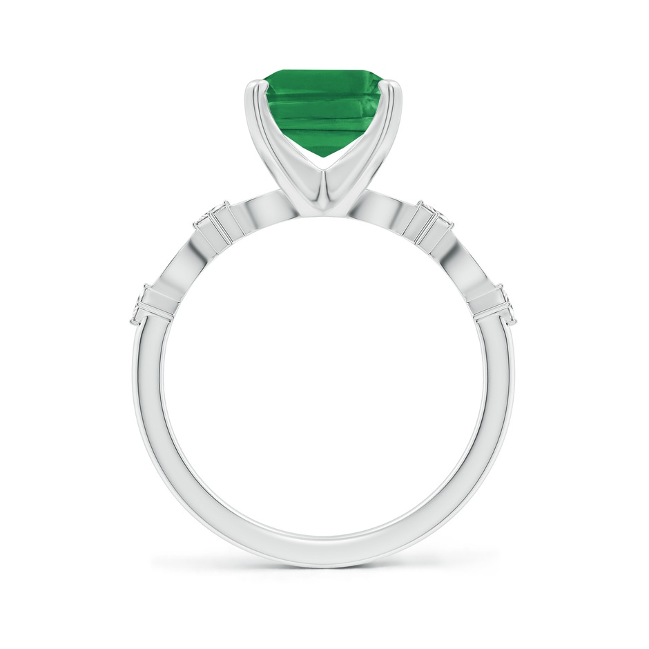 10x8mm AA Emerald-Cut Emerald Engagement Ring with Marquise Motifs in White Gold side 199