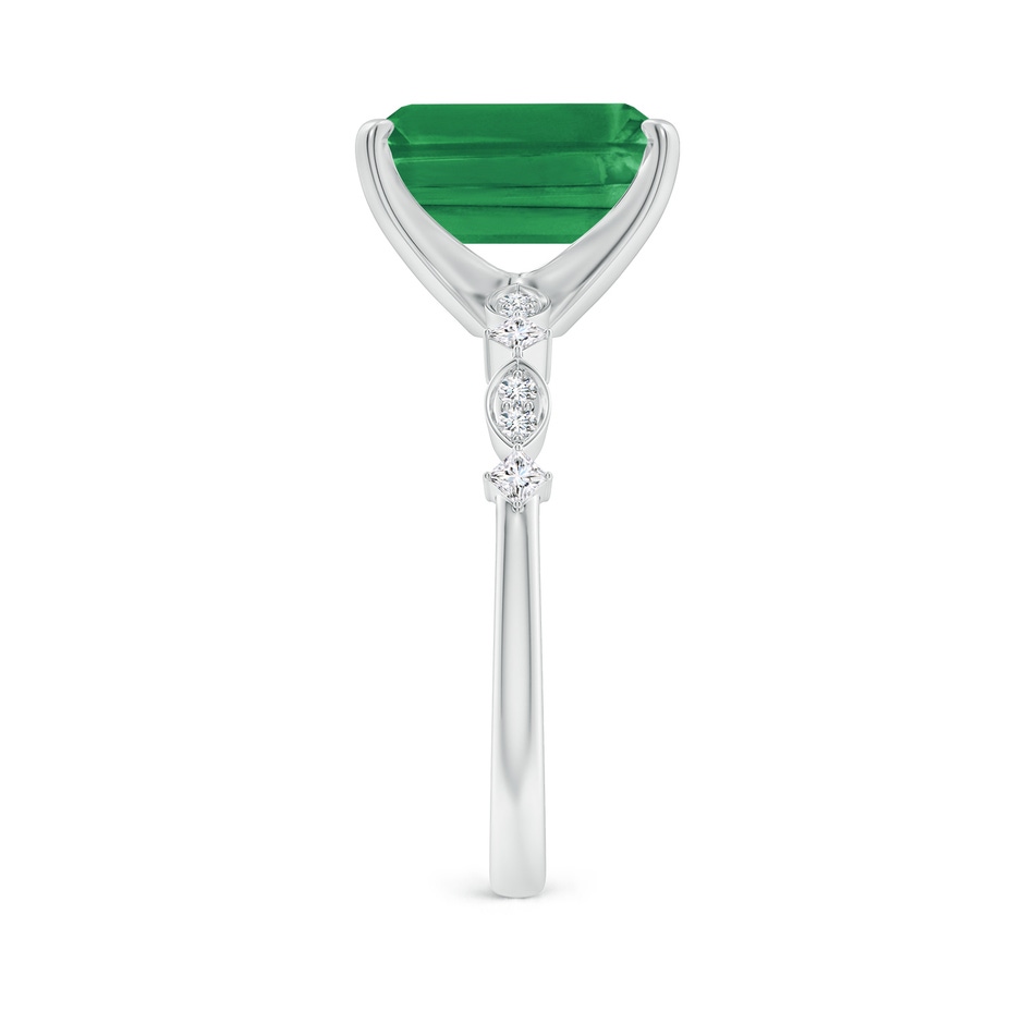 10x8mm AA Emerald-Cut Emerald Engagement Ring with Marquise Motifs in White Gold side 299