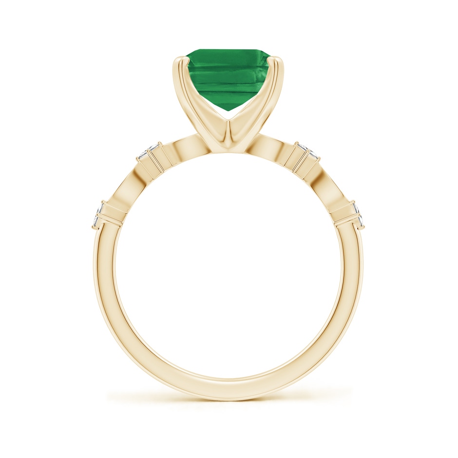 10x8mm AA Emerald-Cut Emerald Engagement Ring with Marquise Motifs in Yellow Gold side 199