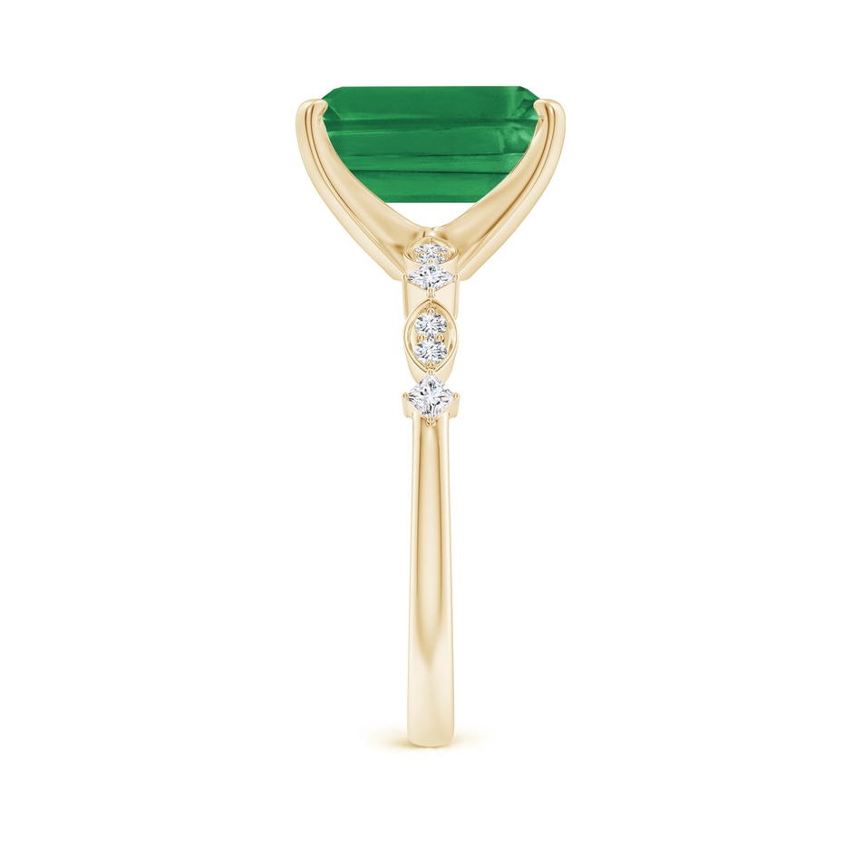 10x8mm AA Emerald-Cut Emerald Engagement Ring with Marquise Motifs in Yellow Gold side 299