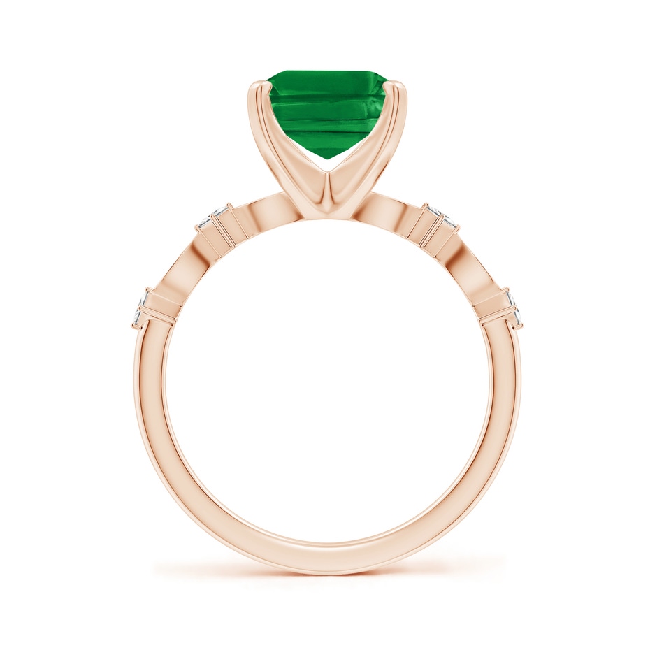 10x8mm AAA Emerald-Cut Emerald Engagement Ring with Marquise Motifs in Rose Gold side 199