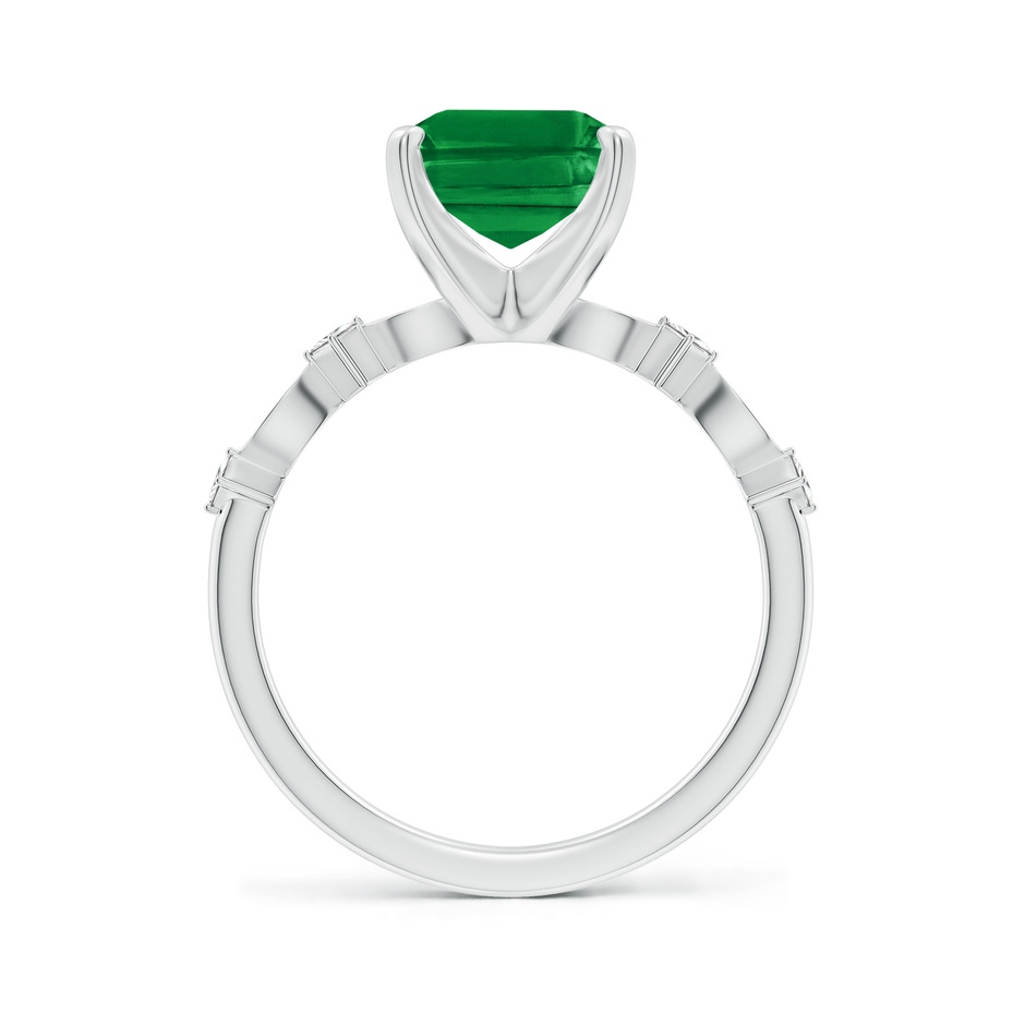 10x8mm AAA Emerald-Cut Emerald Engagement Ring with Marquise Motifs in White Gold side 199