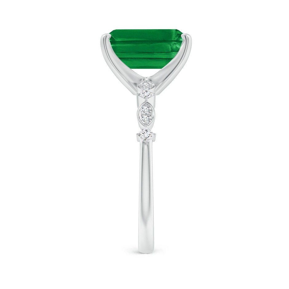 10x8mm AAA Emerald-Cut Emerald Engagement Ring with Marquise Motifs in White Gold side 299