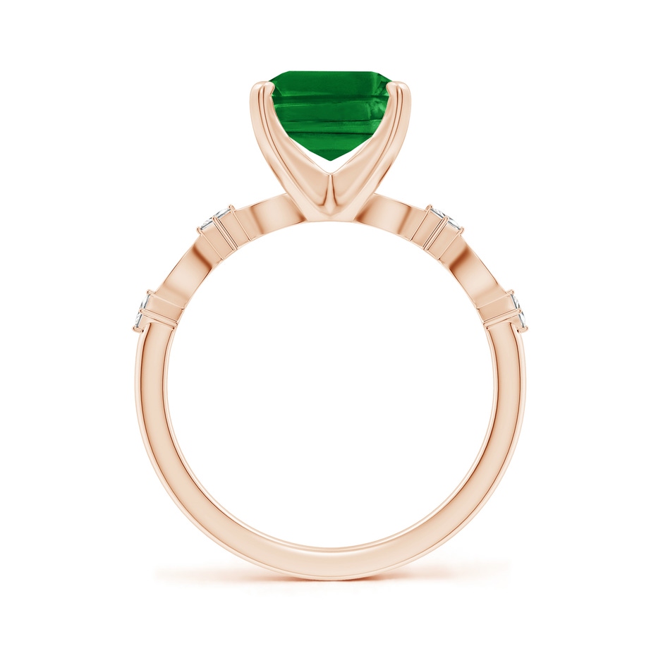 10x8mm AAAA Emerald-Cut Emerald Engagement Ring with Marquise Motifs in Rose Gold side 199