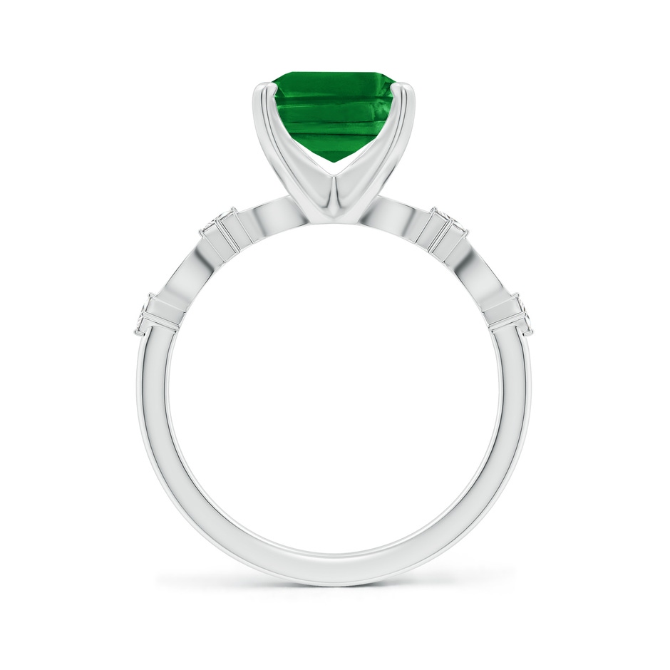 10x8mm AAAA Emerald-Cut Emerald Engagement Ring with Marquise Motifs in White Gold side 199