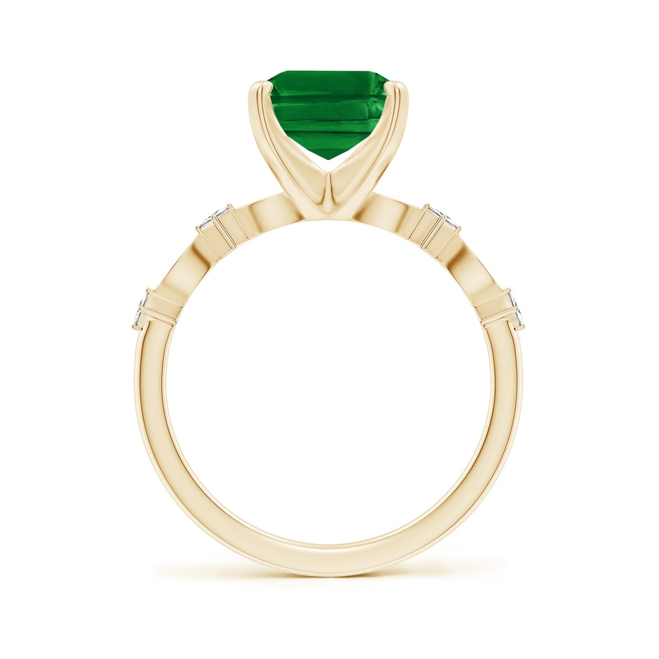 10x8mm AAAA Emerald-Cut Emerald Engagement Ring with Marquise Motifs in Yellow Gold side 199
