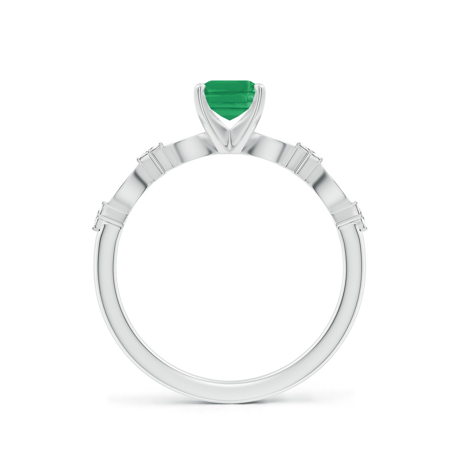 7x5mm A Emerald-Cut Emerald Engagement Ring with Marquise Motifs in P950 Platinum side 199