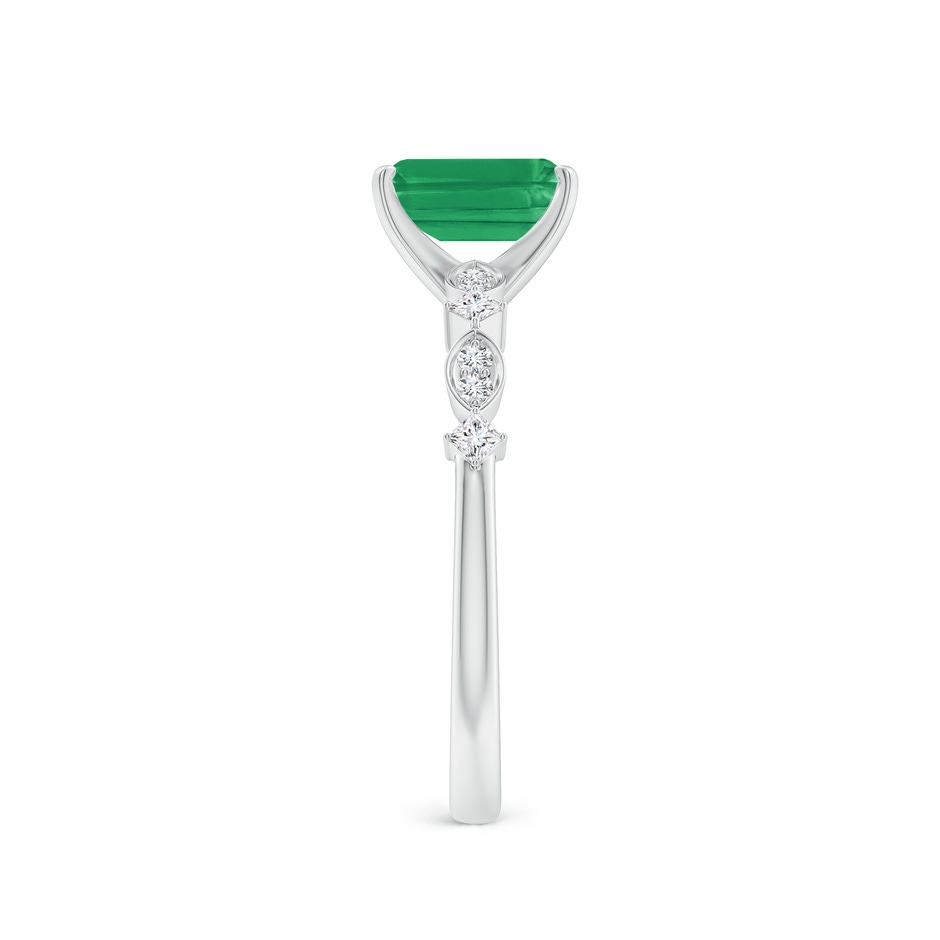 7x5mm A Emerald-Cut Emerald Engagement Ring with Marquise Motifs in P950 Platinum side 299