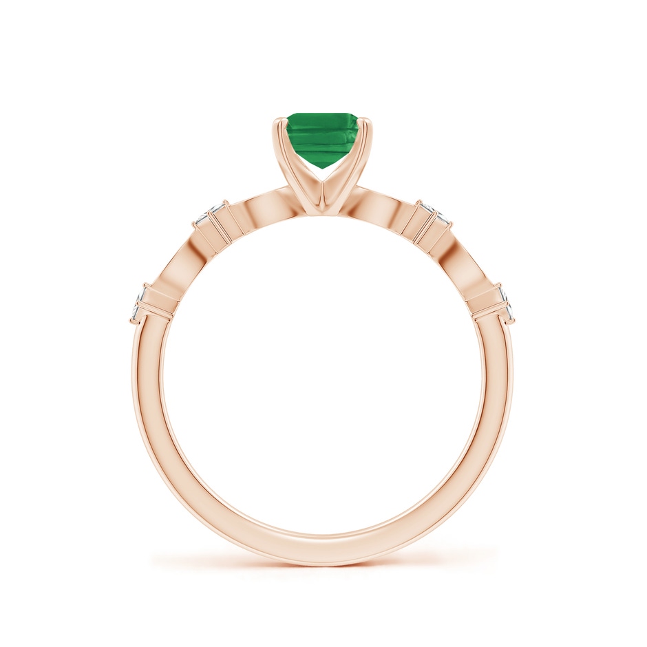 7x5mm AA Emerald-Cut Emerald Engagement Ring with Marquise Motifs in Rose Gold side 199