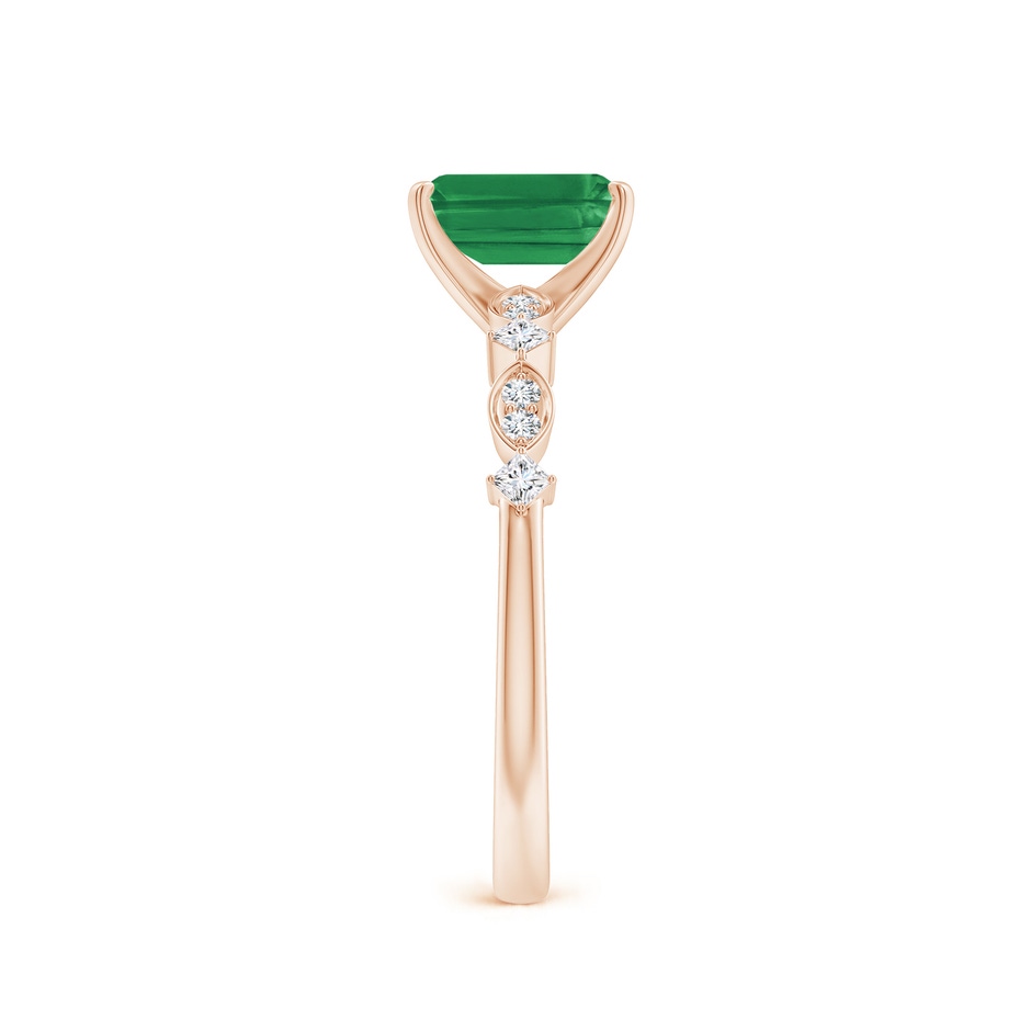 7x5mm AA Emerald-Cut Emerald Engagement Ring with Marquise Motifs in Rose Gold side 299