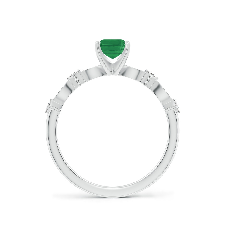 7x5mm AA Emerald-Cut Emerald Engagement Ring with Marquise Motifs in White Gold side 199