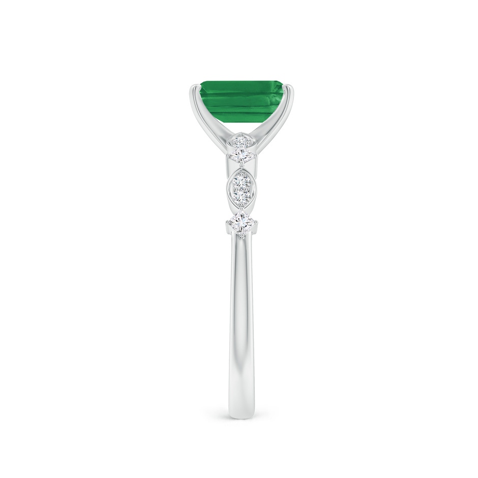 7x5mm AA Emerald-Cut Emerald Engagement Ring with Marquise Motifs in White Gold side 299