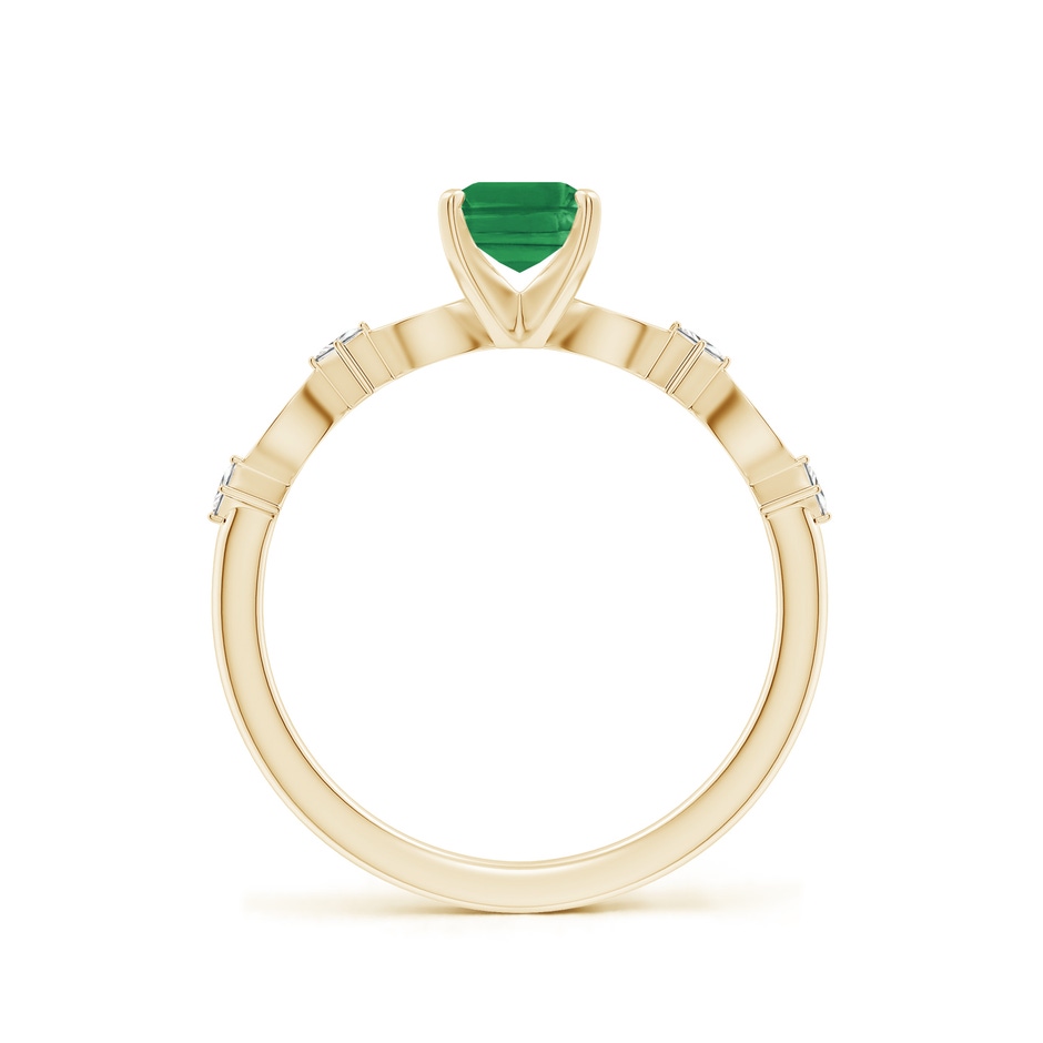 7x5mm AA Emerald-Cut Emerald Engagement Ring with Marquise Motifs in Yellow Gold side 199