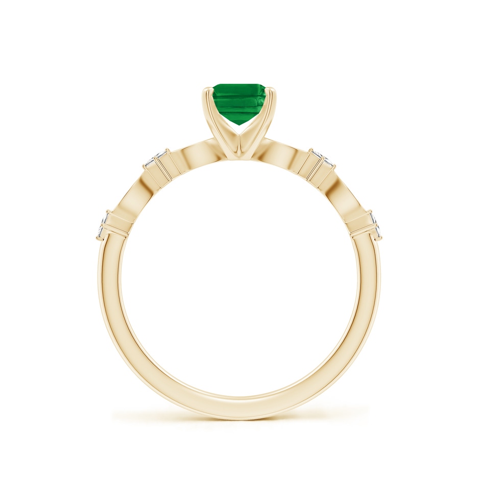 7x5mm AAA Emerald-Cut Emerald Engagement Ring with Marquise Motifs in Yellow Gold side 199