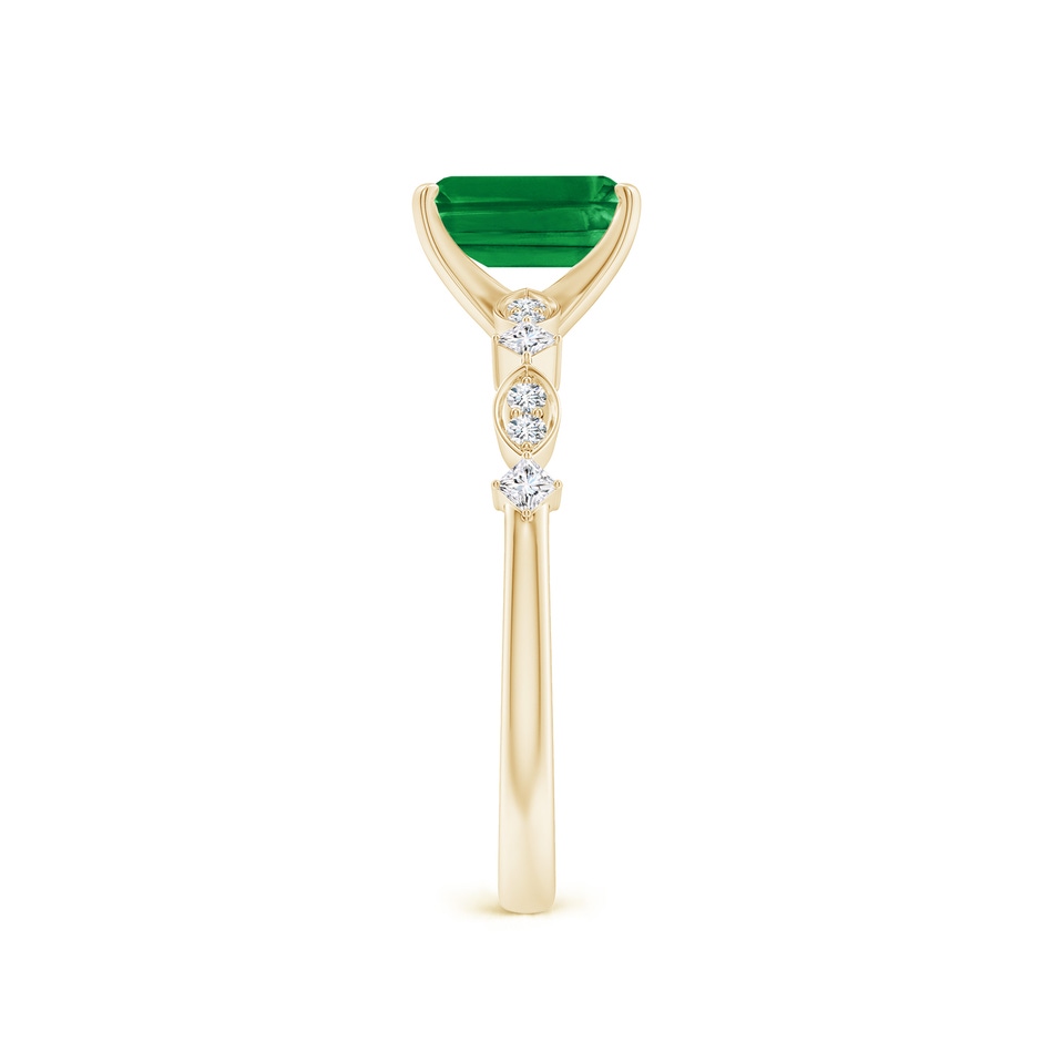 7x5mm AAA Emerald-Cut Emerald Engagement Ring with Marquise Motifs in Yellow Gold side 299