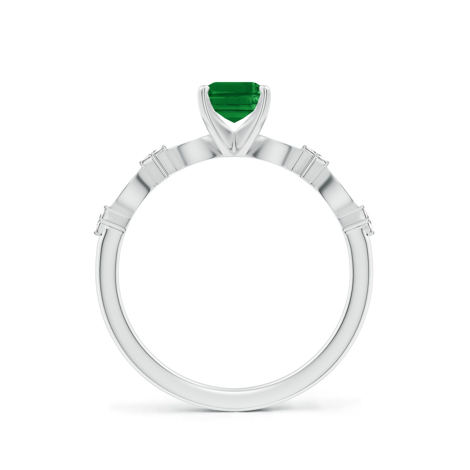7x5mm AAAA Emerald-Cut Emerald Engagement Ring with Marquise Motifs in P950 Platinum side 199