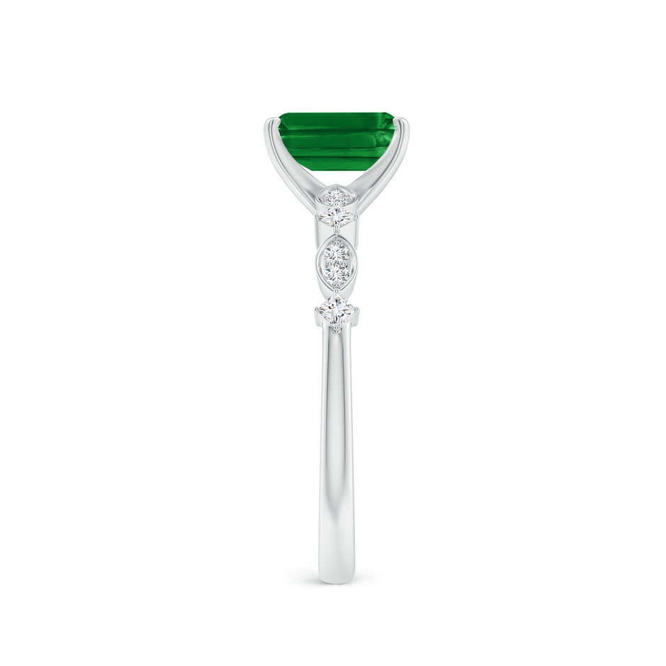 7x5mm AAAA Emerald-Cut Emerald Engagement Ring with Marquise Motifs in P950 Platinum side 299