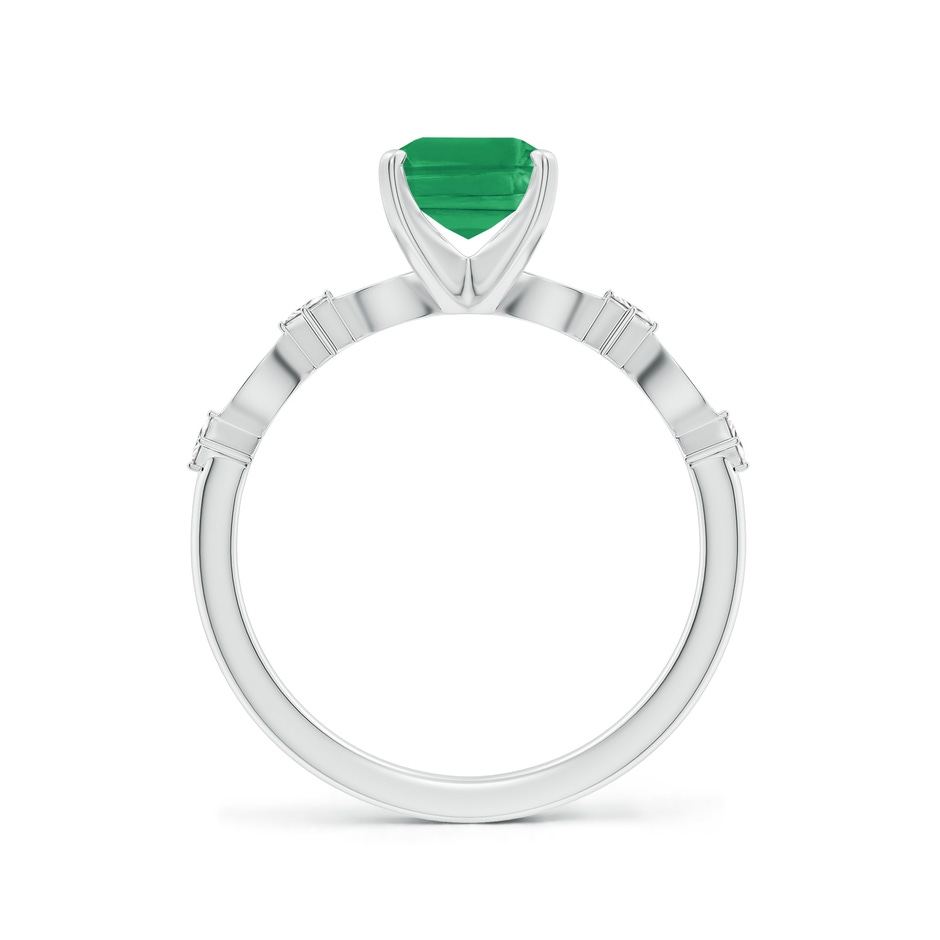 8x6mm A Emerald-Cut Emerald Engagement Ring with Marquise Motifs in P950 Platinum side 199